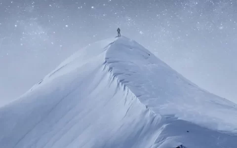 星空下被冰雪覆盖的最美雪山风景手机壁纸