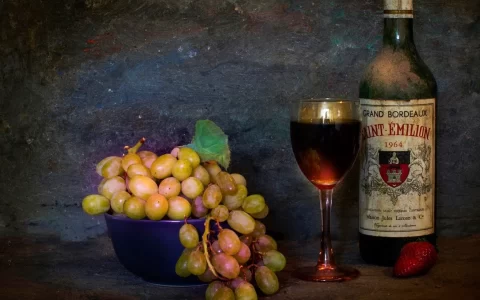 红白葡萄酒与新鲜可口的葡萄高清摄影大图【2】