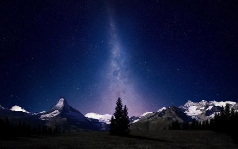 瑞士高山夜空星空风景桌面壁纸
